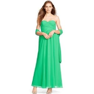 Ralph Lauren Strapless Evening Dress Clover Green